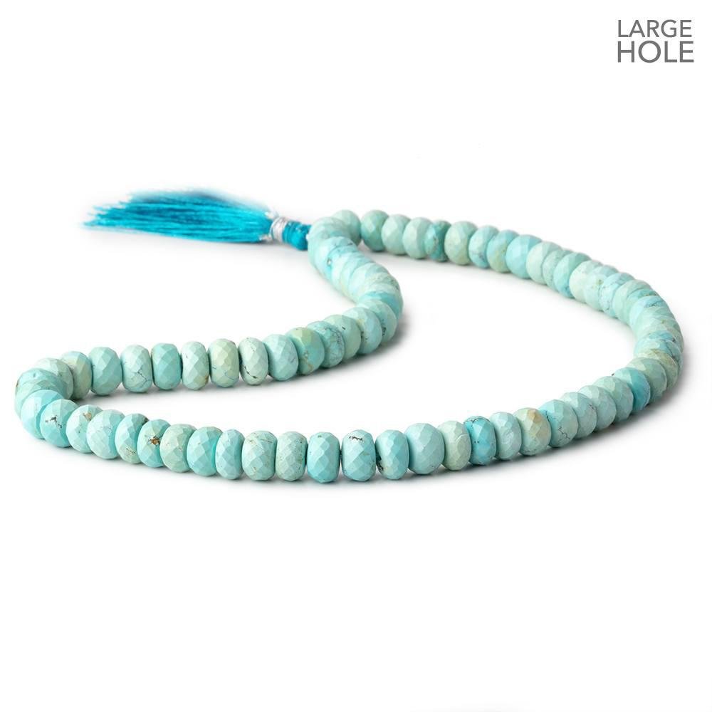 9mm Turquoise Large Hole Faceted Rondelle Beads 16 inch 76 pieces