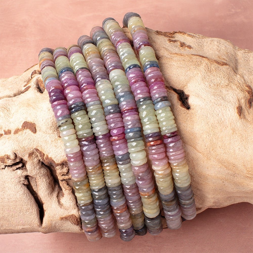 9mm Umba Sapphire Faceted Heishi Beads 8 inch 90 Pieces