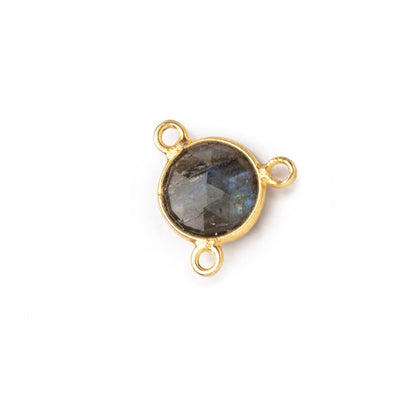 9mm Vermeil Bezel Labradorite Faceted Coin 3 Ring Connector 1 piece