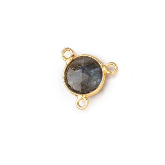 9mm Vermeil Bezel Labradorite Faceted Coin 3 Ring Connector 1 piece