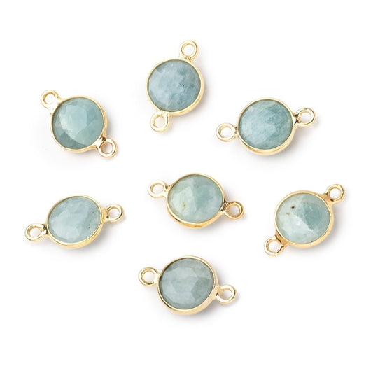 9mm Vermeil Bezel Milky Aquamarine Faceted Coin Connector 1 Focal piece