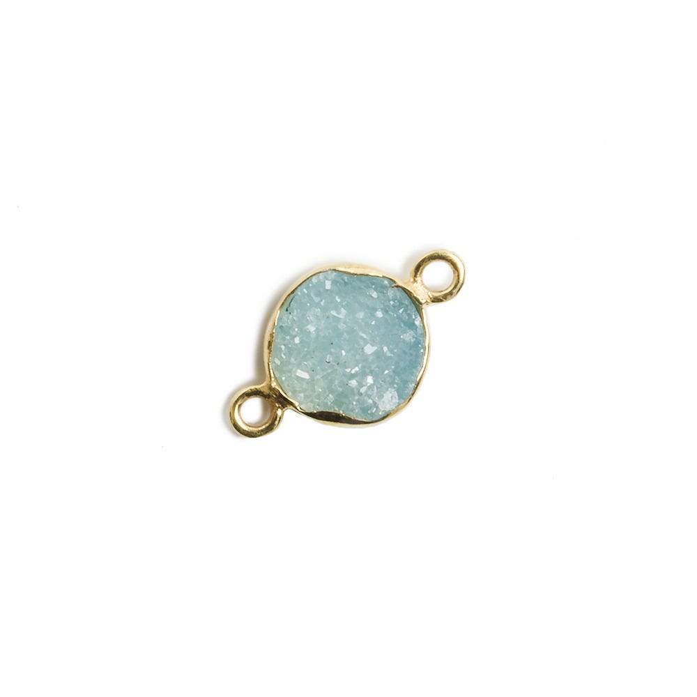 9mm Vermeil Bezel Sky Blue Drusy Coin 2 ring Charm Connector 1 piece