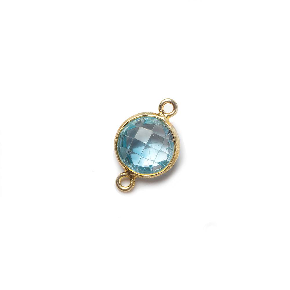 9mm Vermeil Bezel Sky Blue Topaz faceted coin Petite Connector 1 piece