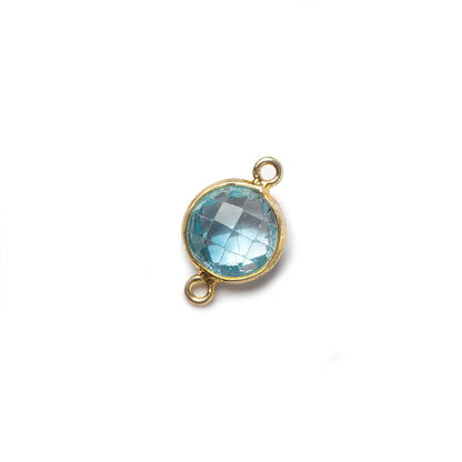 9mm Vermeil Bezel Sky Blue Topaz faceted coin Petite Connector 1 piece