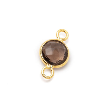 9mm Vermeil Bezel Smoky Quartz Faceted Coin Connector 1 piece