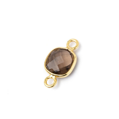 9mm Vermeil Bezel Smoky Quartz Faceted Cushion Connector 1 piece