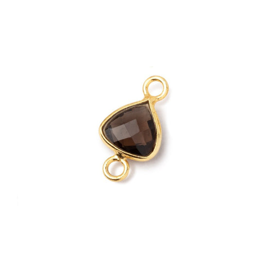 9mm Vermeil Bezel Smoky Quartz Faceted Trillion Connector 1 piece