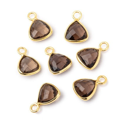 9mm Vermeil Bezel Smoky Quartz Faceted Trillion Pendant 1 piece