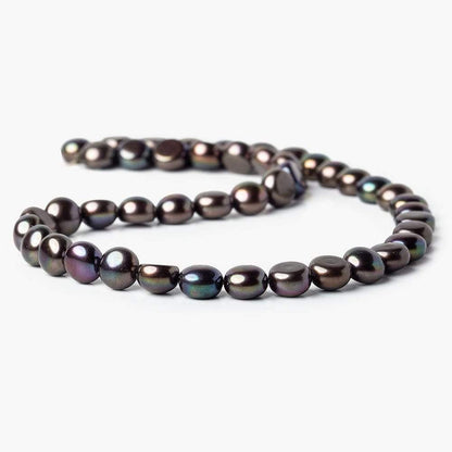 9mm Very Dark Peacock Button Freshwater Pearls 16 inch 45 pieces