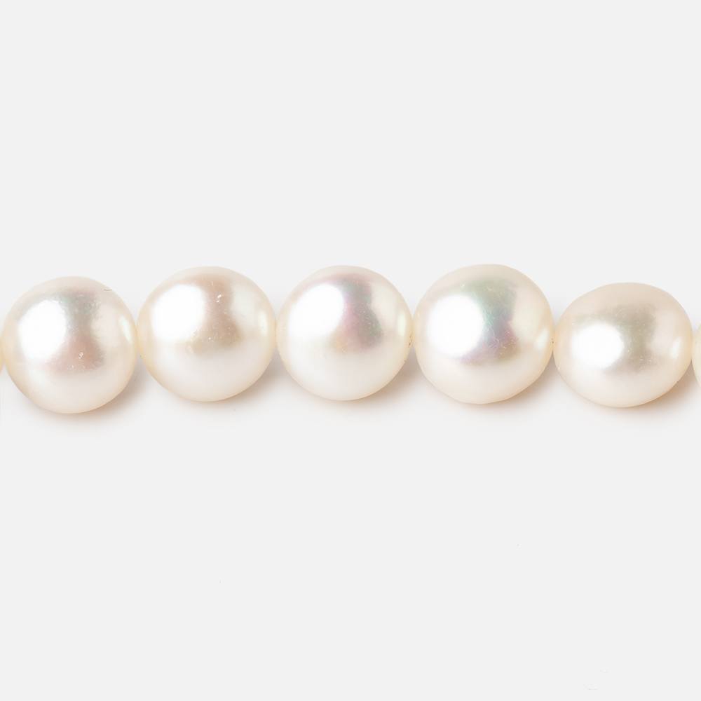 9mm White Button Freshwater Pearl Beads 15 inch 44 pieces