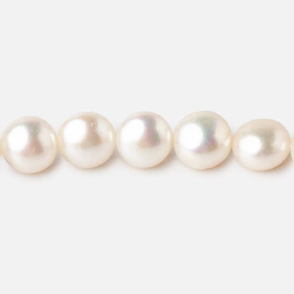 9mm White Button Freshwater Pearl Beads 15 inch 44 pieces