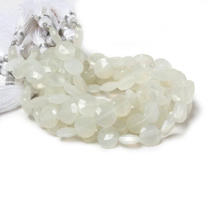 9mm White Moonstone faceted coin beads 8 inch 23 pieces