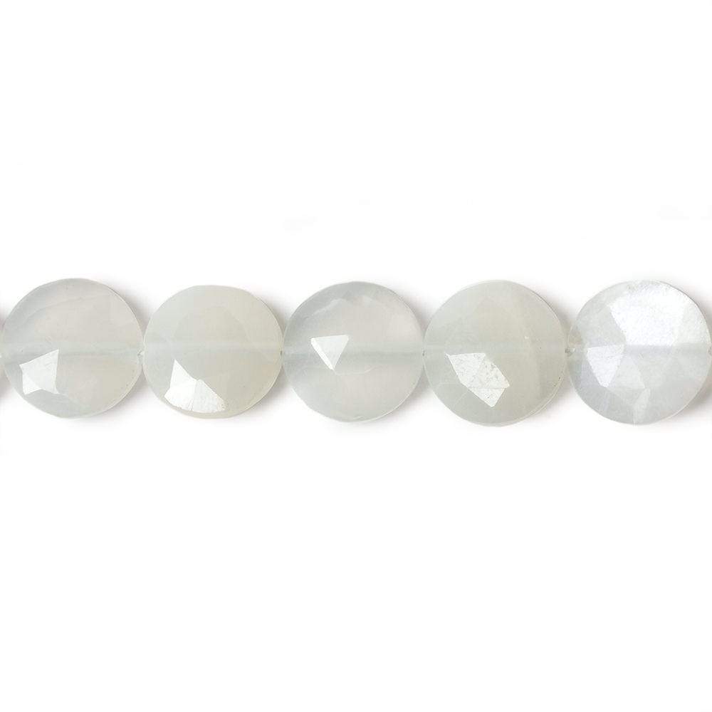9mm White Moonstone faceted coin beads 8 inch 23 pieces