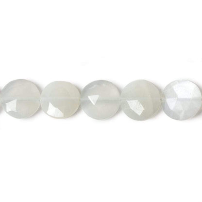 9mm White Moonstone faceted coin beads 8 inch 23 pieces