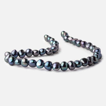 9x10-10x11mm Green Peacock Baroque 2.5mm large hole Pearl 14 inch 42 pieces