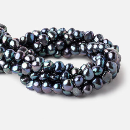 9x10-10x11mm Green Peacock Baroque 2.5mm large hole Pearl 14 inch 42 pieces