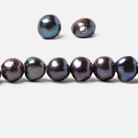 9x10-10x11mm Pistachio Peacock Baroque 2.5mm large hole Pearl 15 in. 42 pcs
