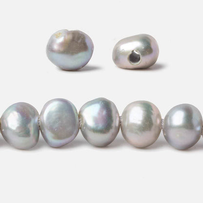 9x10-12x9mm Rose Silver Baroque 2.5mm large hole Freshwater Pearl 15 in 43 pcs