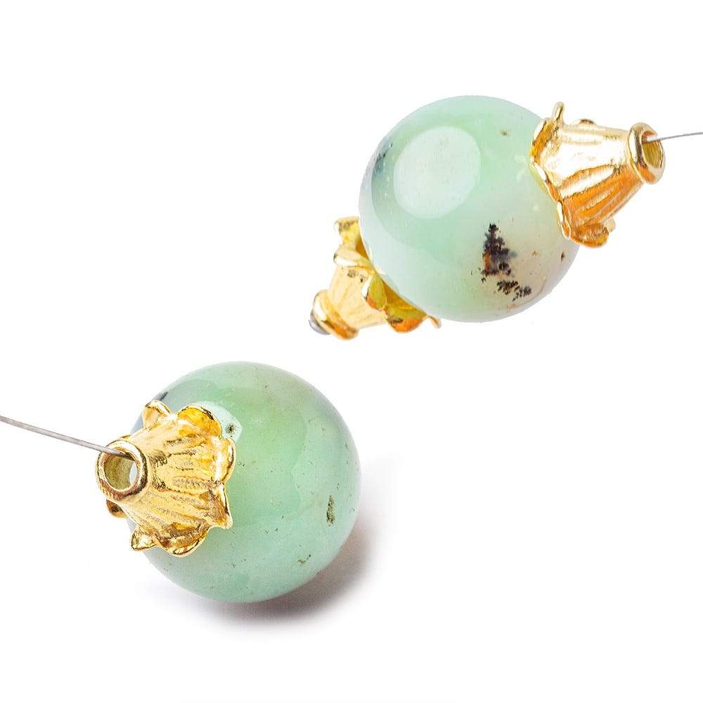 9x10mm 22kt Gold Plated Copper Bead Cap Flower With Rolled Edge 8 inch 24 pieces