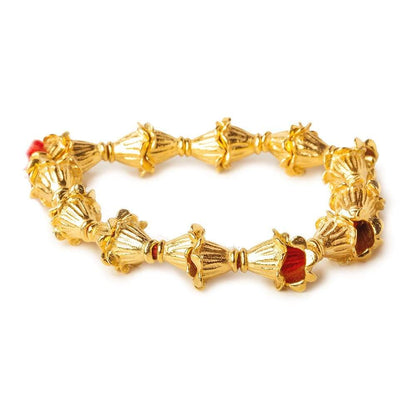 9x10mm 22kt Gold Plated Copper Bead Cap Flower With Rolled Edge 8 inch 24 pieces