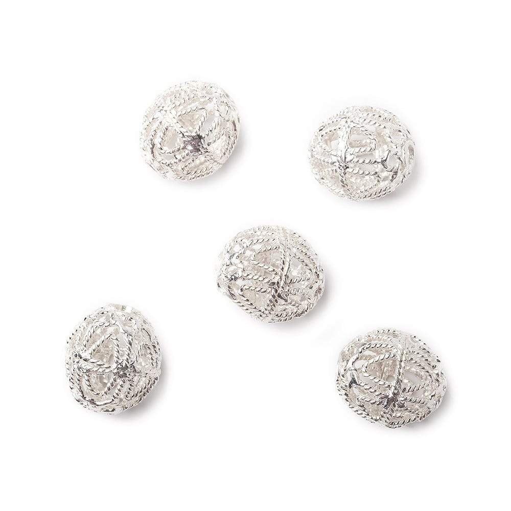 9x10mm .925 Sterling Silver Filigree Hand Crafted Oval Set of 5 beads