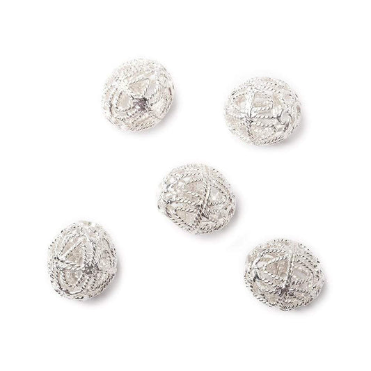 9x10mm .925 Sterling Silver Filigree Hand Crafted Oval Set of 5 beads