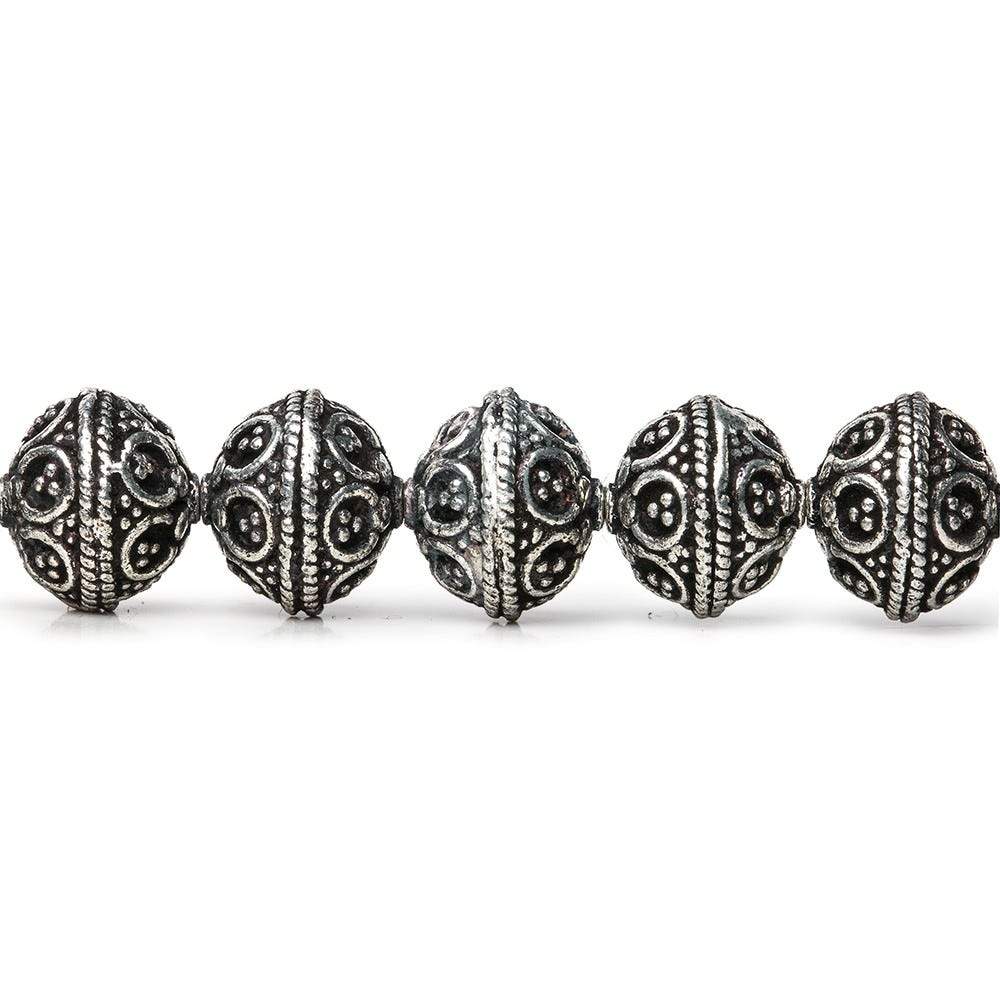 9x10mm Antiqued Sterling Silver Plated Copper Moroccan Round 8 inch 22 pcs