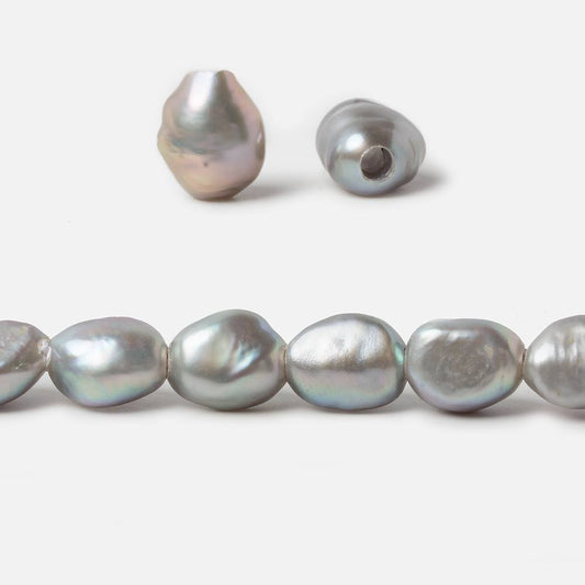 9x10mm Steel Silver Baroque large hole Freshwater Pearls 16 inch 36 pieces