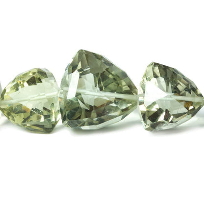 9x10x10mm-18x17x17mm Prasiolite Straight Drilled Faceted Trillion Beads, AAA Grade, 37 pieces