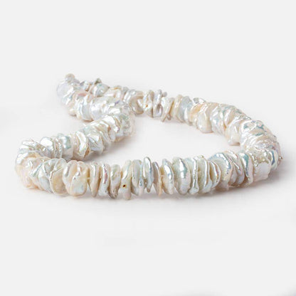 9x11-12x16mm Silvery White Center Drilled Keshi Freshwater Pearls 16 inch 84 pieces AAA