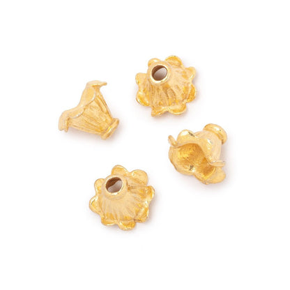 9x11mm 22kt Plated Copper Fluted Leaf Cone Set of 4 Beads