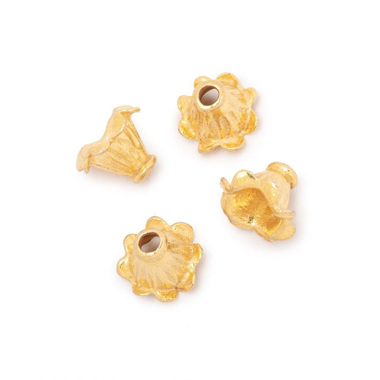 9x11mm 22kt Plated Copper Fluted Leaf Cone Set of 4 Beads