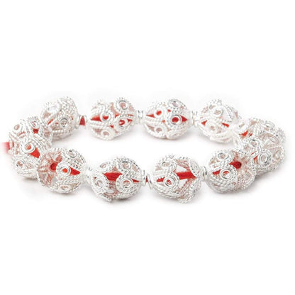 9x13mm Sterling Silver Plated Copper Bead Cap Filigree Design 8 inch 24 pcs