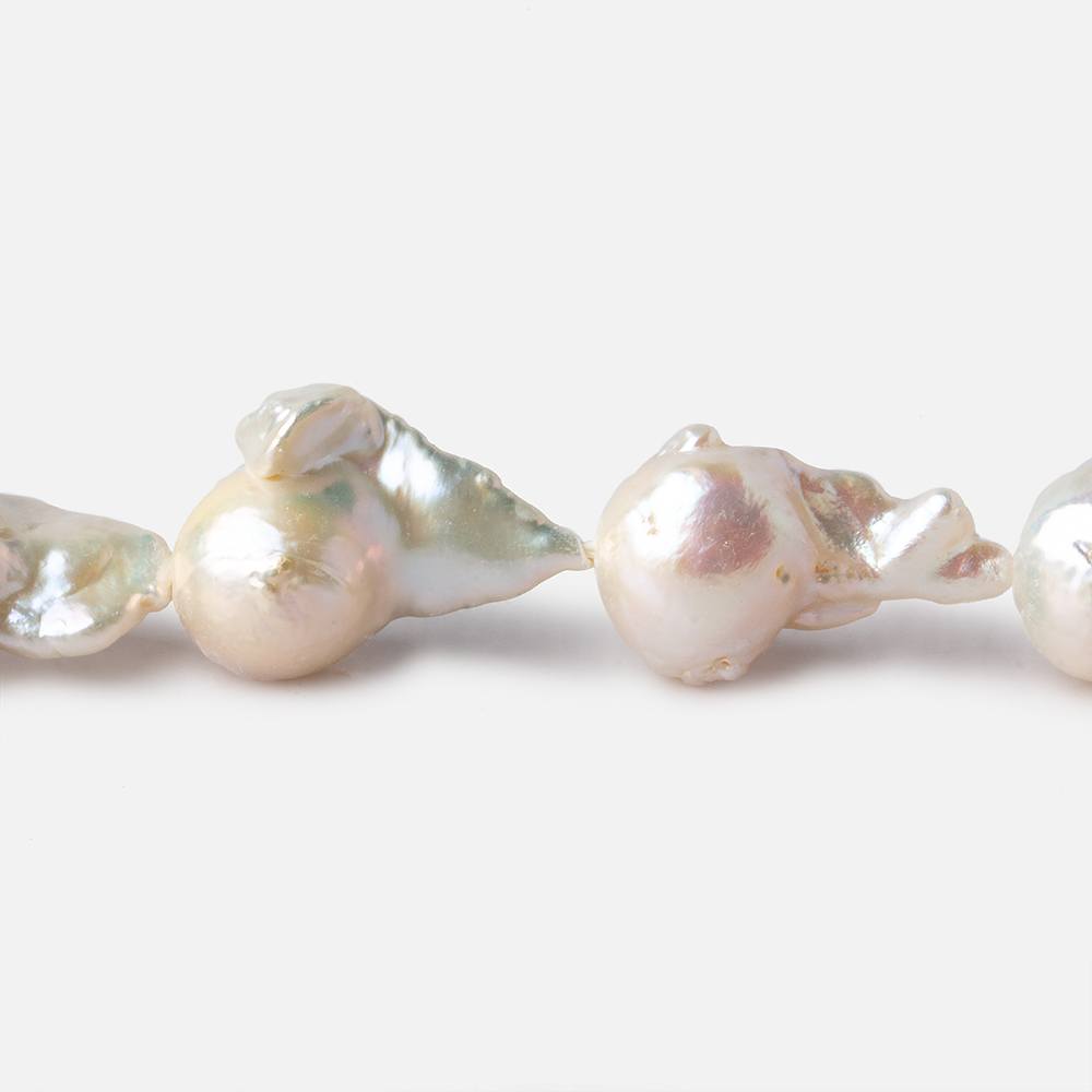 9x14-11x16mm Off White Flame Ball Ultra Baroque Freshwater Pearls 16 inch 18 pieces A grade