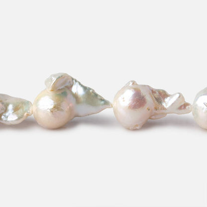 9x14-11x16mm Off White Flame Ball Ultra Baroque Freshwater Pearls 16 inch 18 pieces A grade