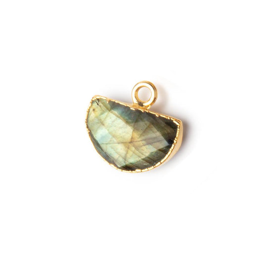 9x14mm Gold Leafed Labradorite Faceted Half Moon Focal 1 Pendant