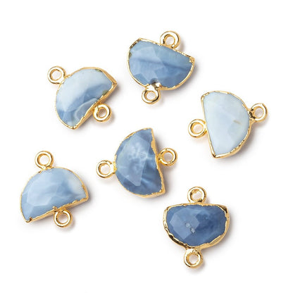 9x14mm Gold Leafed Owyhee Denim Opal Faceted Half Moon Focal 1 Connector