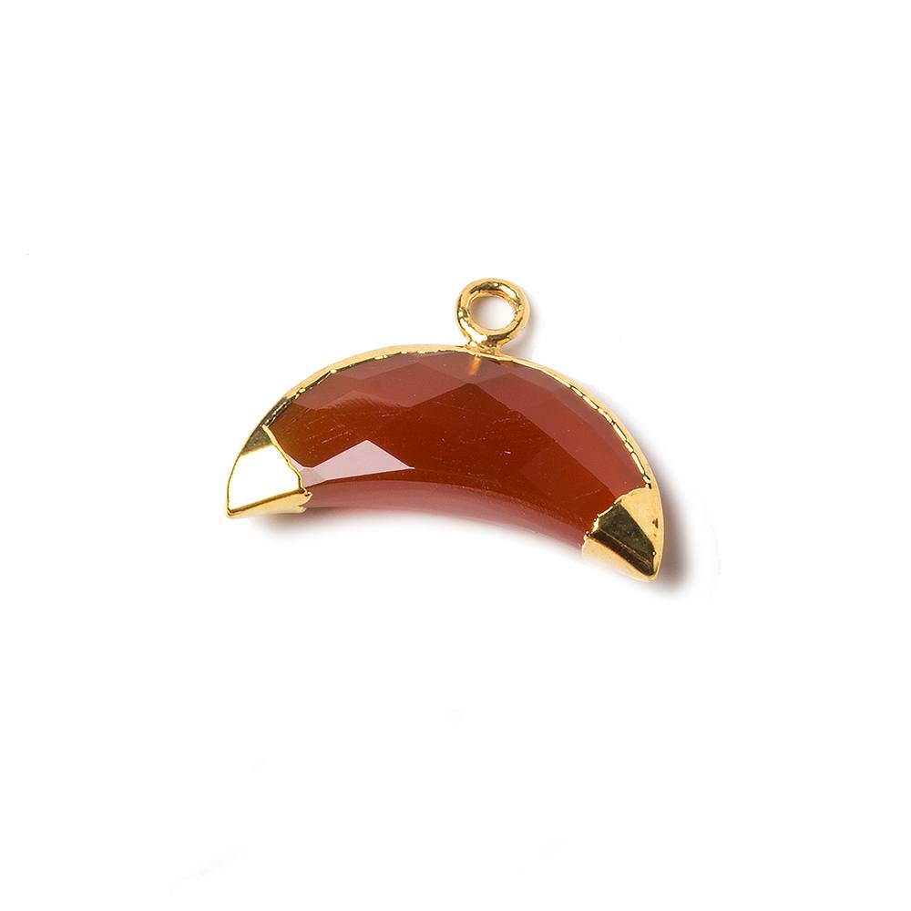 9x20mm Gold Leafed Carnelian Cresent Moon Pendant 1 focal bead