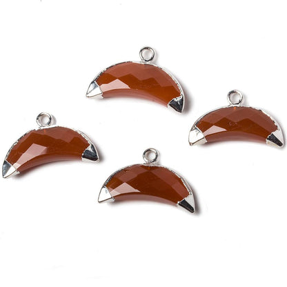 9x20mm Silver  Leafed Carnelian Cresent Moon Pendant 1 focal bead