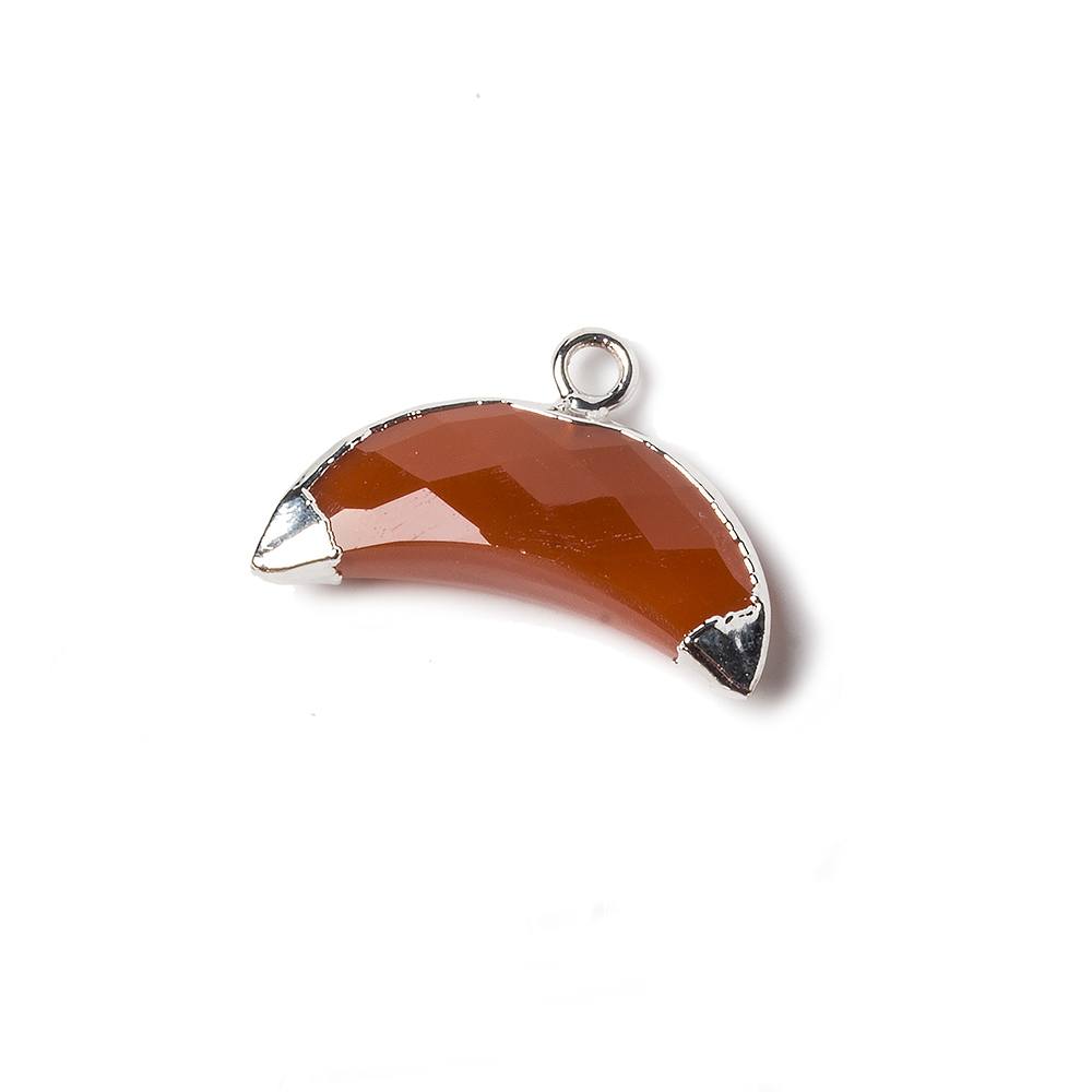 9x20mm Silver  Leafed Carnelian Cresent Moon Pendant 1 focal bead