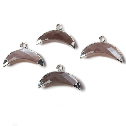 9x20mm Silver Leafed Chocolate Moonstone Cresent Moon Pendant 1 focal bead