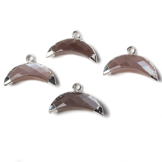 9x20mm Silver Leafed Chocolate Moonstone Cresent Moon Pendant 1 focal bead