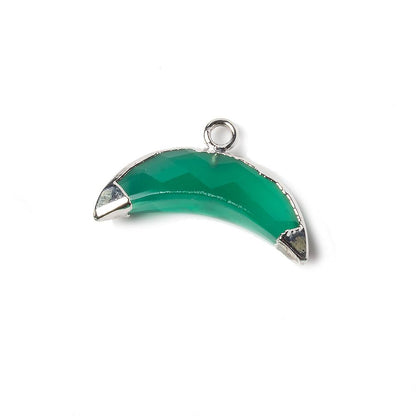 9x20mm Silver Leafed Green Onyx Cresent Moon Pendant 1 focal bead