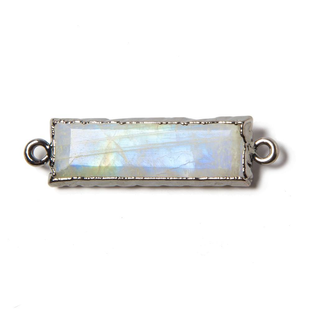 9x36mm Black Gold Leafed Rainbow Moonstone Faceted Bar Connector 1 piece