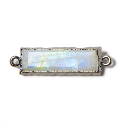 9x36mm Black Gold Leafed Rainbow Moonstone Faceted Bar Connector 1 piece