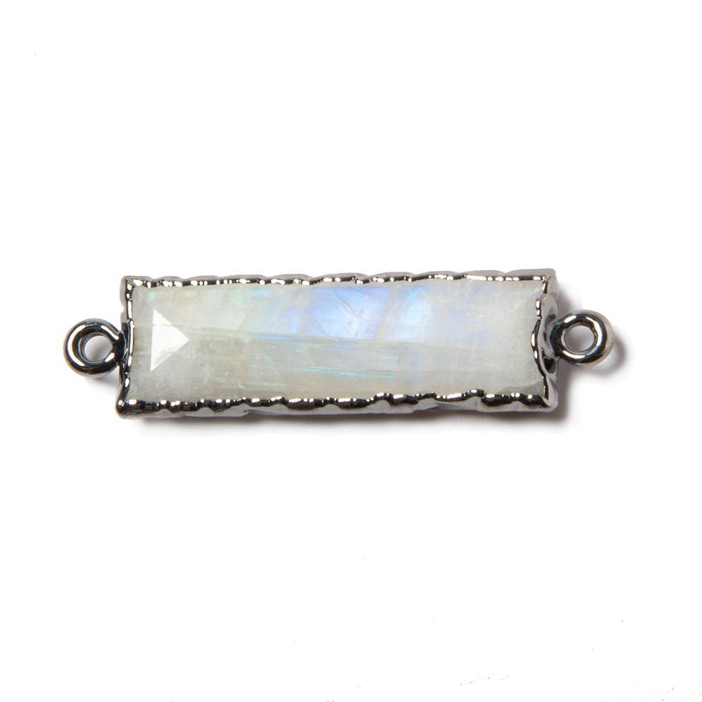 9x36mm Black Gold Leafed Rainbow Moonstone Faceted Bar Connector 1 piece