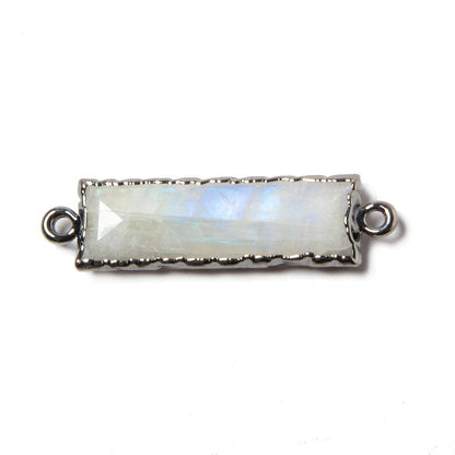 9x36mm Black Gold Leafed Rainbow Moonstone Faceted Bar Connector 1 piece