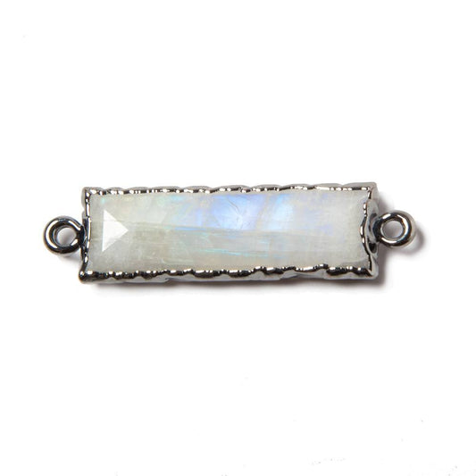 9x36mm Black Gold Leafed Rainbow Moonstone Faceted Bar Connector 1 piece
