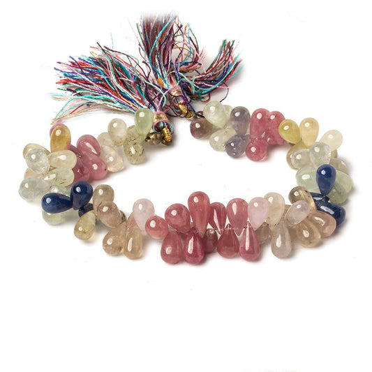 9x5 - 11x5mm Sapphire and Ruby Plain Tear Drop Beads 7 inch 82 pieces