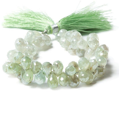 9x5-11x6mm Mystic Prehnite tear drop briolette beads 7.5 inch 67 pieces